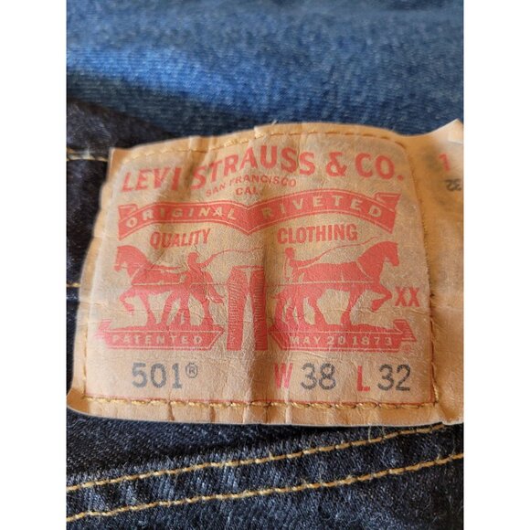 Levis 501 Original Fit Mens Jeans W38 L30 Black Straight Leg Denim 100% Cotton M - Picture 5 of 7